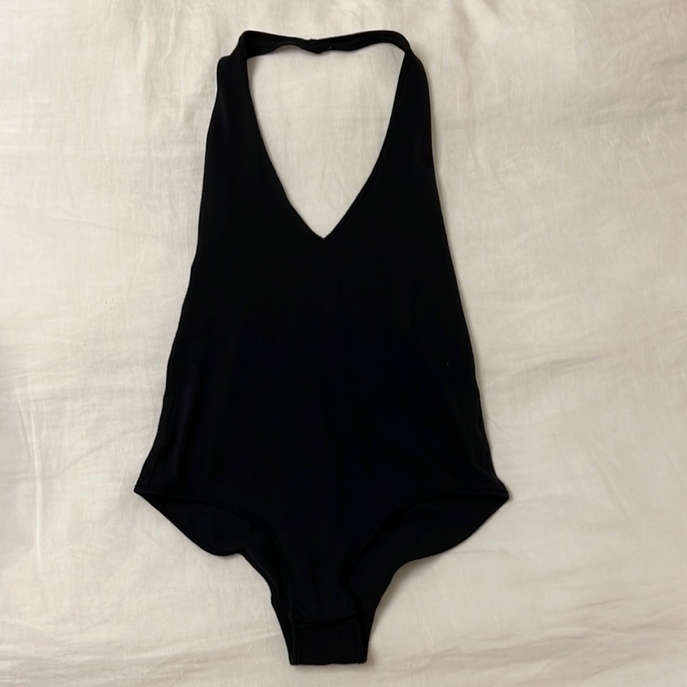 Deep-V backless bodysuit